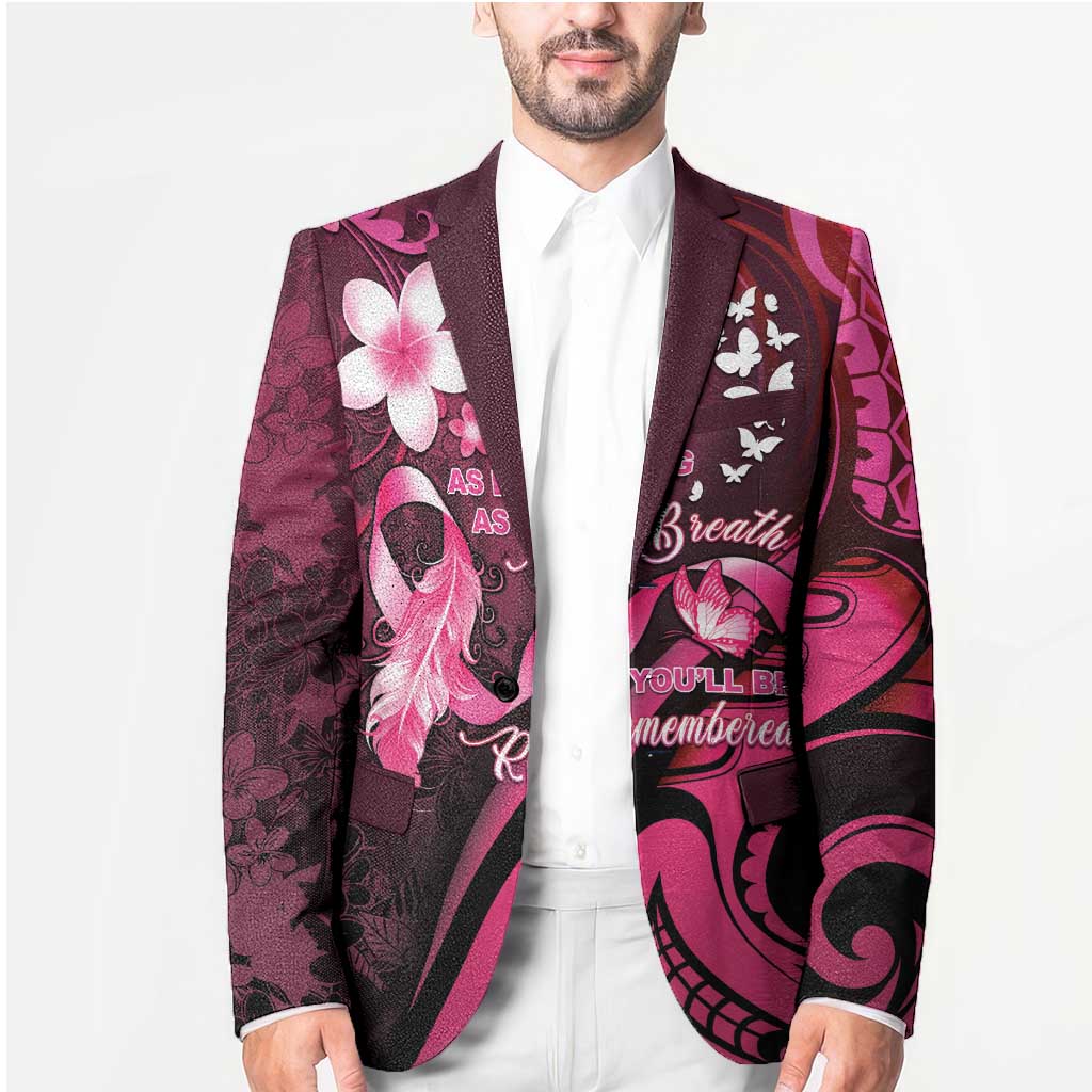 Personalised Memorial Breast Cancer Awareness Blazer Plumeria Floral Tribal Pattern LT05 - Polynesian Pride