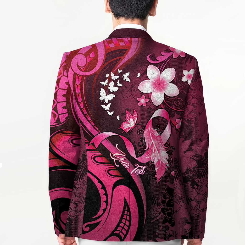 Personalised Memorial Breast Cancer Awareness Blazer Plumeria Floral Tribal Pattern LT05 - Polynesian Pride