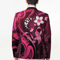 Personalised Memorial Breast Cancer Awareness Blazer Plumeria Floral Tribal Pattern LT05 - Polynesian Pride
