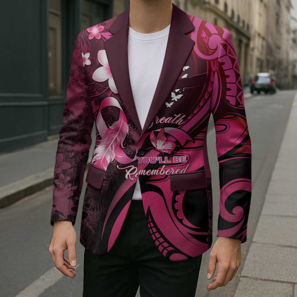 Personalised Memorial Breast Cancer Awareness Blazer Plumeria Floral Tribal Pattern LT05 - Polynesian Pride
