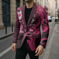 Personalised Memorial Breast Cancer Awareness Blazer Plumeria Floral Tribal Pattern LT05 - Polynesian Pride