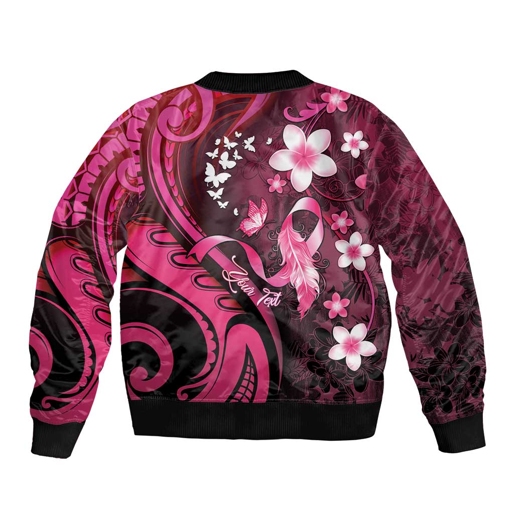 Personalised Memorial Breast Cancer Awareness Bomber Jacket Plumeria Floral Tribal Pattern LT05 - Polynesian Pride