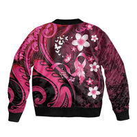 Personalised Memorial Breast Cancer Awareness Bomber Jacket Plumeria Floral Tribal Pattern LT05 - Polynesian Pride