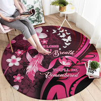 Memorial Breast Cancer Awareness Round Carpet Plumeria Floral Tribal Pattern LT05 - Polynesian Pride
