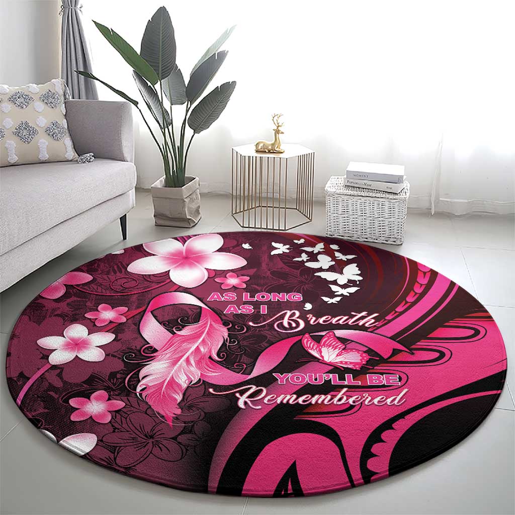 Memorial Breast Cancer Awareness Round Carpet Plumeria Floral Tribal Pattern LT05 - Polynesian Pride