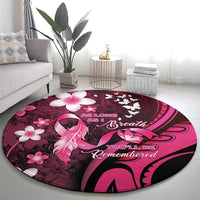 Memorial Breast Cancer Awareness Round Carpet Plumeria Floral Tribal Pattern LT05 - Polynesian Pride