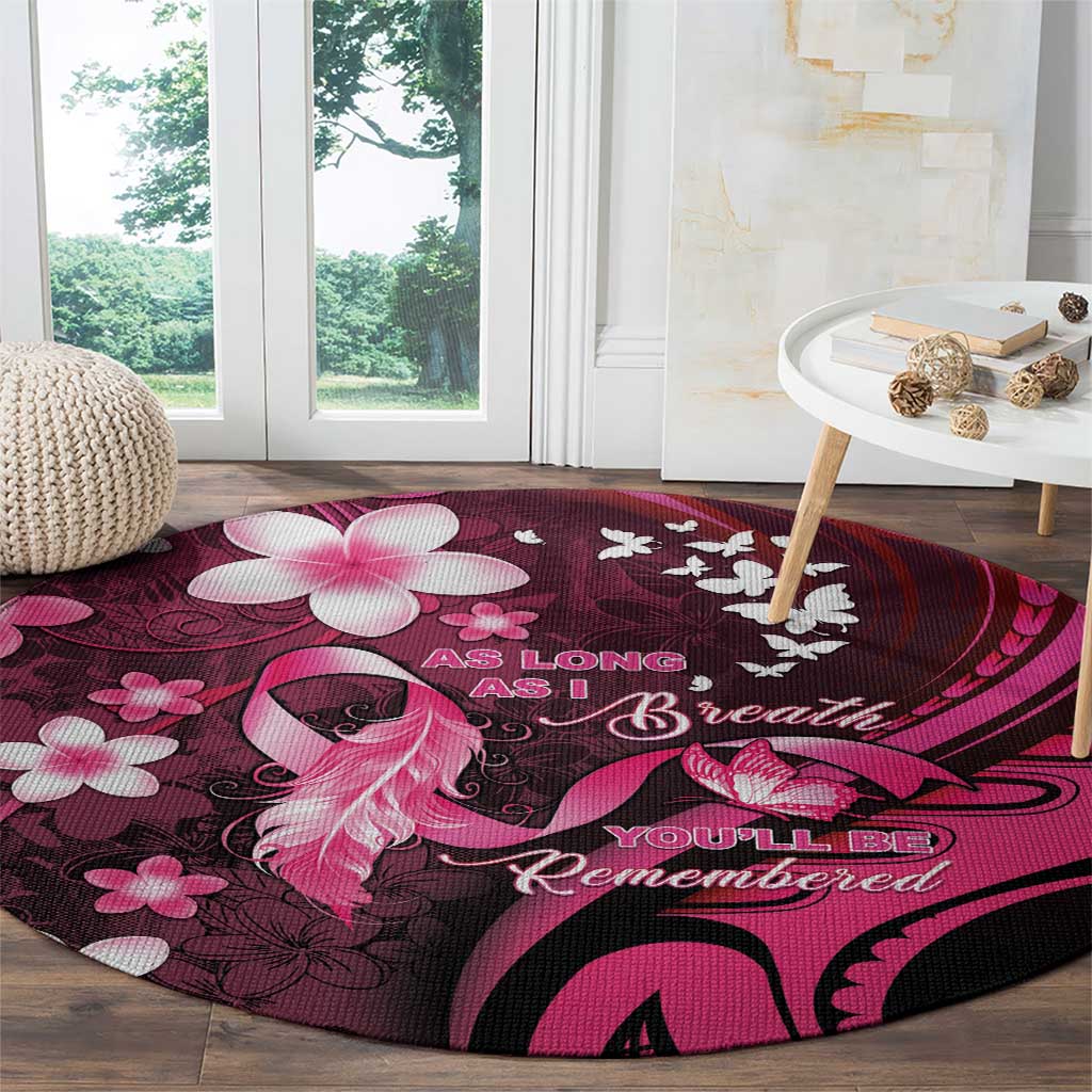 Memorial Breast Cancer Awareness Round Carpet Plumeria Floral Tribal Pattern LT05 - Polynesian Pride