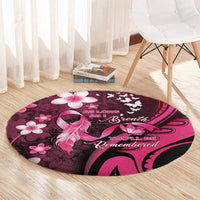 Memorial Breast Cancer Awareness Round Carpet Plumeria Floral Tribal Pattern LT05 - Polynesian Pride