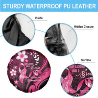 Memorial Breast Cancer Awareness Spare Tire Cover Plumeria Floral Tribal Pattern LT05 - Polynesian Pride