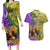 Personalised Hawaii Mardi Gras Couples Matching Long Sleeve Bodycon Dress and Hawaiian Shirt Polynesian Pattern With Glitter Style LT05 Yellow - Polynesian Pride