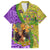 Personalised Hawaii Mardi Gras Family Matching Long Sleeve Bodycon Dress and Hawaiian Shirt Polynesian Pattern With Glitter Style LT05 Dad's Shirt - Short Sleeve Yellow - Polynesian Pride