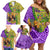 Personalised Hawaii Mardi Gras Family Matching Off Shoulder Short Dress and Hawaiian Shirt Polynesian Pattern With Glitter Style LT05 - Polynesian Pride