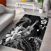 Hawaii Ukulele Area Rug Polynesian Pattern Mix Hibiscus Black Version LT05 - Polynesian Pride