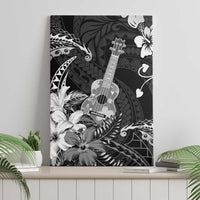Hawaii Ukulele Canvas Wall Art Polynesian Pattern Mix Hibiscus Black Version LT05 - Polynesian Pride