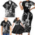 Hawaii Ukulele Family Matching Short Sleeve Bodycon Dress and Hawaiian Shirt Polynesian Pattern Mix Hibiscus Black Version LT05