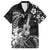 Hawaii Ukulele Family Matching Short Sleeve Bodycon Dress and Hawaiian Shirt Polynesian Pattern Mix Hibiscus Black Version LT05