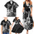 Hawaii Ukulele Family Matching Summer Maxi Dress and Hawaiian Shirt Polynesian Pattern Mix Hibiscus Black Version LT05