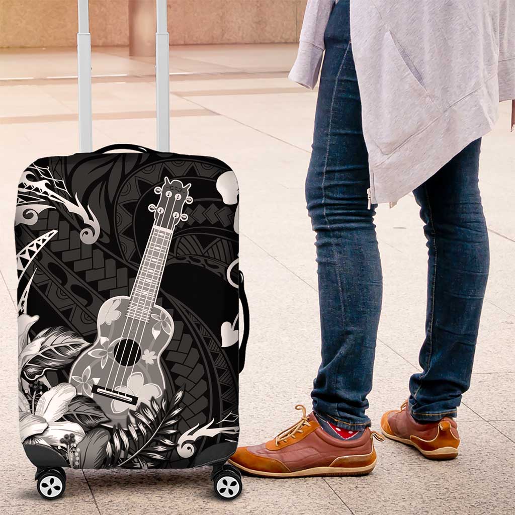 Hawaii Ukulele Luggage Cover Polynesian Pattern Mix Hibiscus Black Version LT05 Black - Polynesian Pride