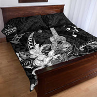 Hawaii Ukulele Quilt Bed Set Polynesian Pattern Mix Hibiscus Black Version LT05 - Polynesian Pride