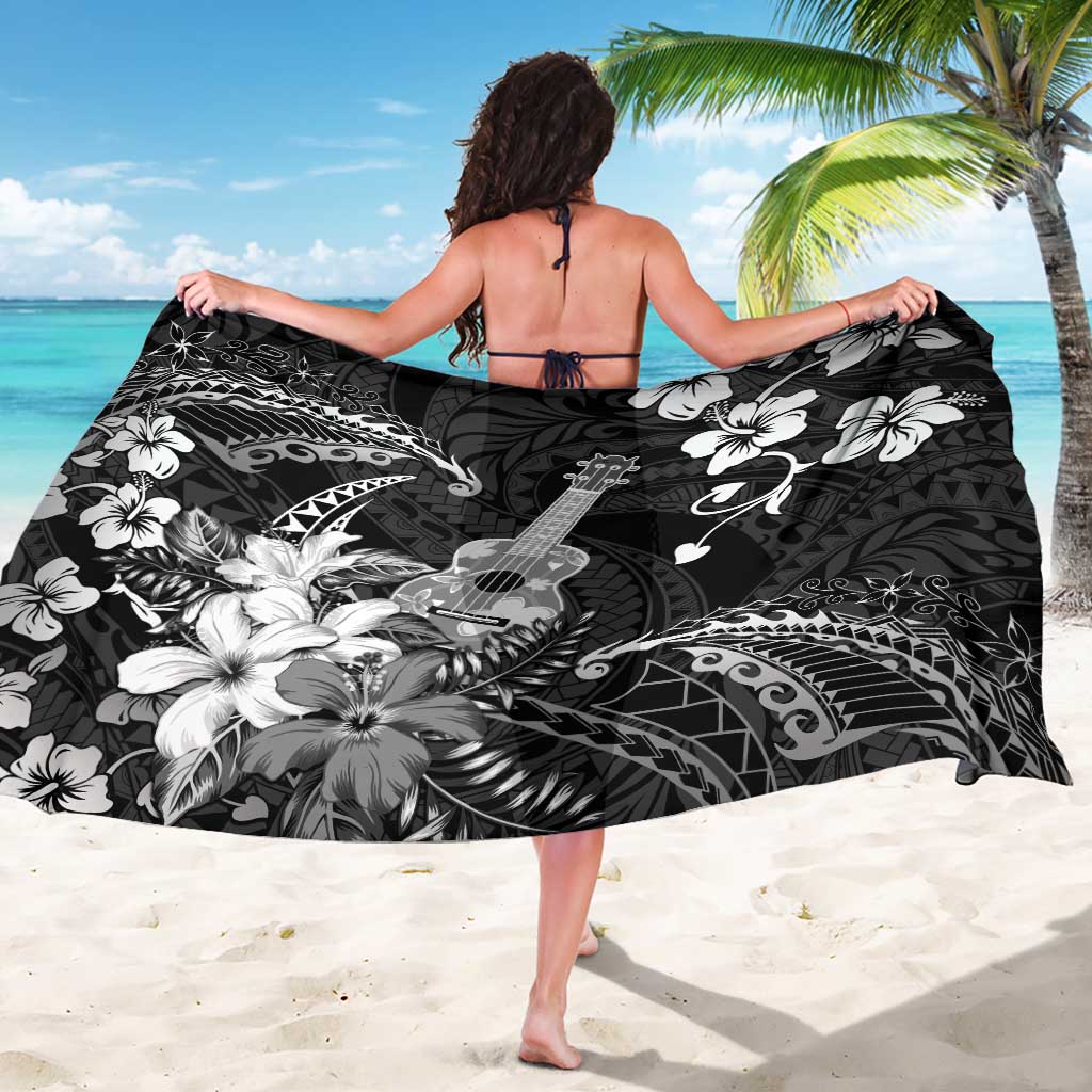 Hawaii Ukulele Sarong Polynesian Pattern Mix Hibiscus Black Version LT05 - Polynesian Pride