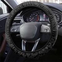 Hawaii Ukulele Steering Wheel Cover Polynesian Pattern Mix Hibiscus Black Version LT05 - Polynesian Pride