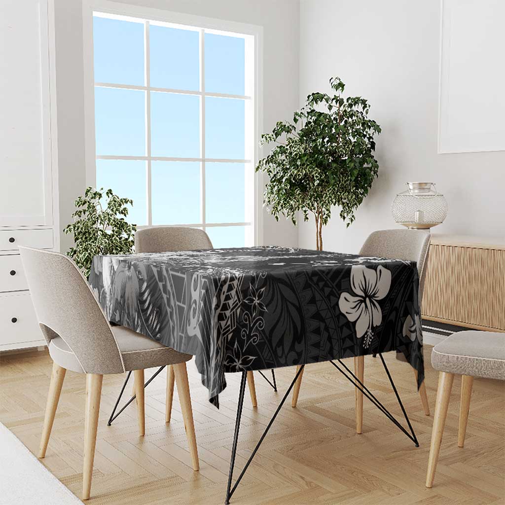 Hawaii Ukulele Tablecloth Polynesian Pattern Mix Hibiscus Black Version LT05 - Polynesian Pride