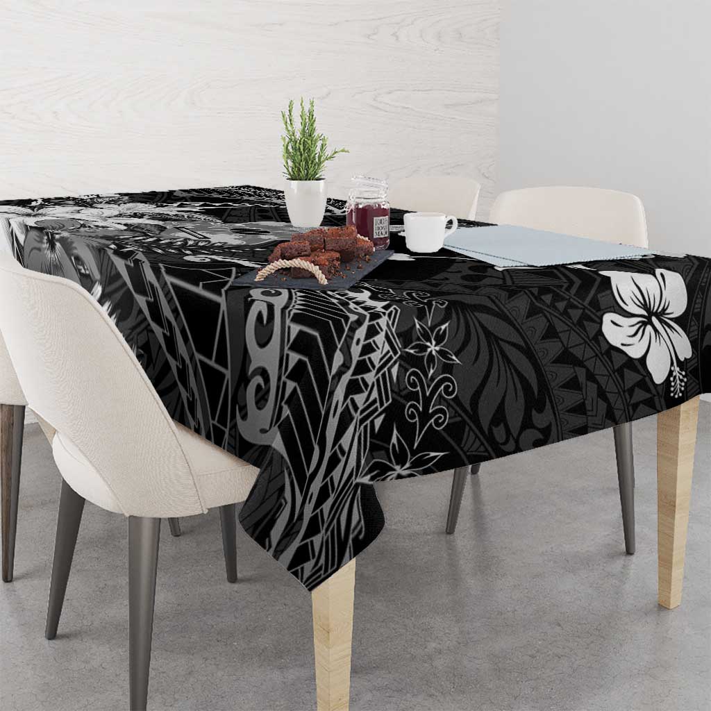 Hawaii Ukulele Tablecloth Polynesian Pattern Mix Hibiscus Black Version LT05 - Polynesian Pride