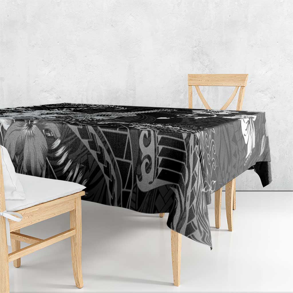 Hawaii Ukulele Tablecloth Polynesian Pattern Mix Hibiscus Black Version LT05 - Polynesian Pride