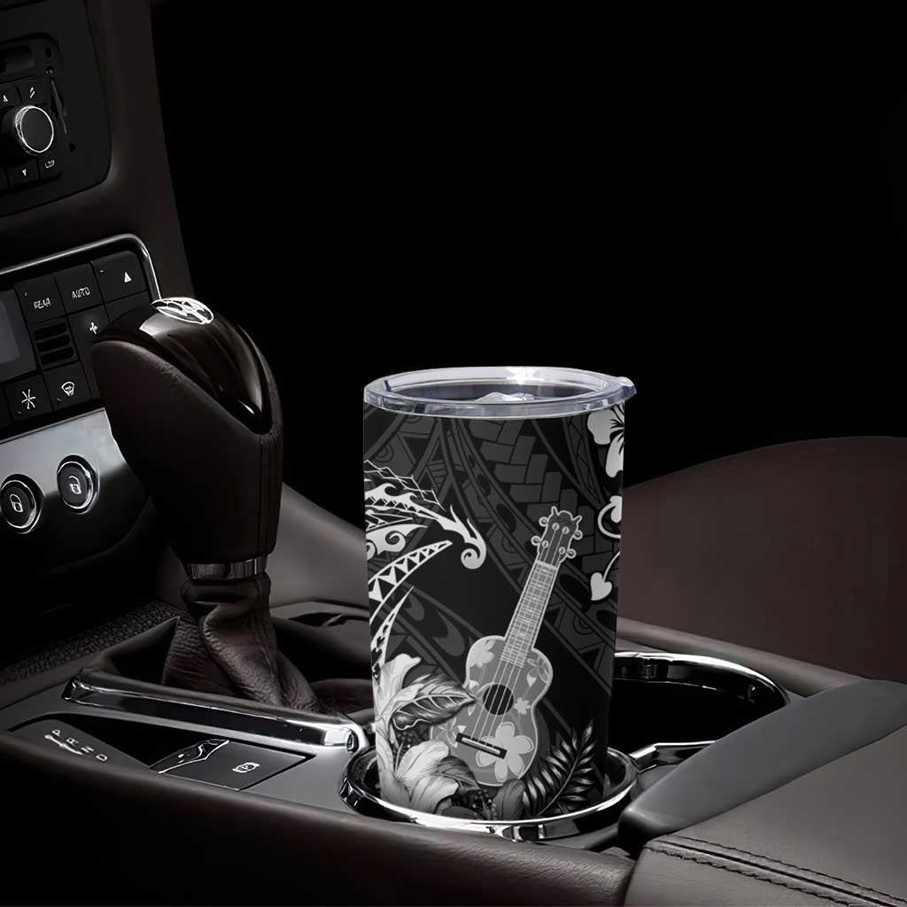 Hawaii Ukulele Tumbler Cup Polynesian Pattern Mix Hibiscus Black Version LT05 - Polynesian Pride