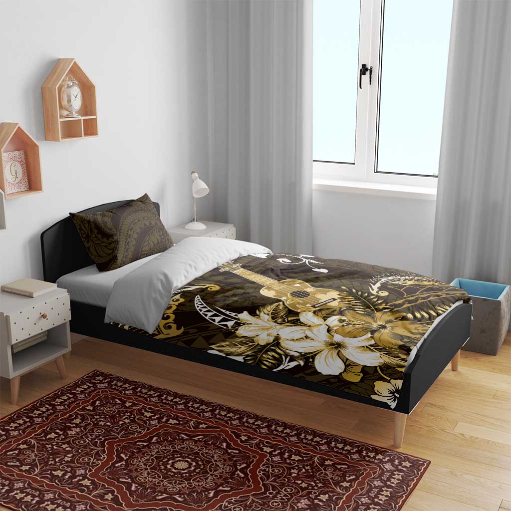 Hawaii Ukulele Bedding Set Polynesian Pattern Mix Hibiscus Gold Version LT05 - Polynesian Pride