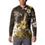 Hawaii Ukulele Button Sweatshirt Polynesian Pattern Mix Hibiscus Gold Version LT05