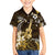 Hawaii Ukulele Family Matching Short Sleeve Bodycon Dress and Hawaiian Shirt Polynesian Pattern Mix Hibiscus Gold Version LT05