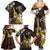 Hawaii Ukulele Family Matching Summer Maxi Dress and Hawaiian Shirt Polynesian Pattern Mix Hibiscus Gold Version LT05