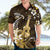 Hawaii Ukulele Hawaiian Shirt Polynesian Pattern Mix Hibiscus Gold Version LT05