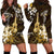 Hawaii Ukulele Hoodie Dress Polynesian Pattern Mix Hibiscus Gold Version LT05