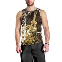 Hawaii Ukulele Men Tank Top Polynesian Pattern Mix Hibiscus Gold Version LT05 - Polynesian Pride