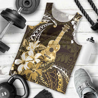 Hawaii Ukulele Men Tank Top Polynesian Pattern Mix Hibiscus Gold Version LT05 - Polynesian Pride