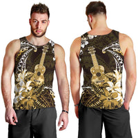 Hawaii Ukulele Men Tank Top Polynesian Pattern Mix Hibiscus Gold Version LT05 - Polynesian Pride