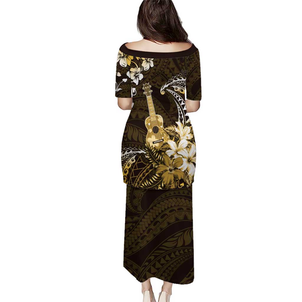 Hawaii Ukulele Puletasi Polynesian Pattern Mix Hibiscus Gold Version LT05 - Polynesian Pride
