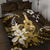 Hawaii Ukulele Quilt Bed Set Polynesian Pattern Mix Hibiscus Gold Version