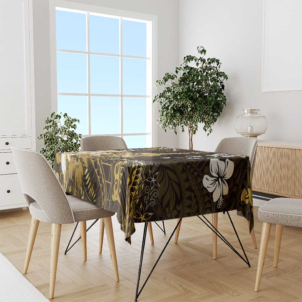 Hawaii Ukulele Tablecloth Polynesian Pattern Mix Hibiscus Gold Version LT05 - Polynesian Pride