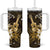 Hawaii Ukulele Tumbler With Handle Polynesian Pattern Mix Hibiscus Gold Version