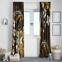 Hawaii Ukulele Window Curtain Polynesian Pattern Mix Hibiscus Gold Version LT05 - Polynesian Pride