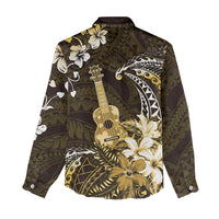 Hawaii Ukulele Women Casual Shirt Polynesian Pattern Mix Hibiscus Gold Version LT05 - Polynesian Pride