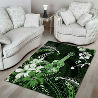 Hawaii Ukulele Area Rug Polynesian Pattern Mix Hibiscus Green Version LT05 - Polynesian Pride