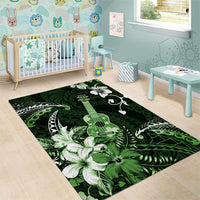 Hawaii Ukulele Area Rug Polynesian Pattern Mix Hibiscus Green Version LT05 - Polynesian Pride