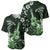 Hawaii Ukulele Baseball Jersey Polynesian Pattern Mix Hibiscus Green Version LT05