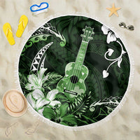 Hawaii Ukulele Beach Blanket Polynesian Pattern Mix Hibiscus Green Version LT05 One Size 150cm Green - Polynesian Pride