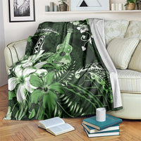 Hawaii Ukulele Blanket Polynesian Pattern Mix Hibiscus Green Version LT05 Green - Polynesian Pride