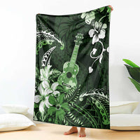 Hawaii Ukulele Blanket Polynesian Pattern Mix Hibiscus Green Version LT05 - Polynesian Pride